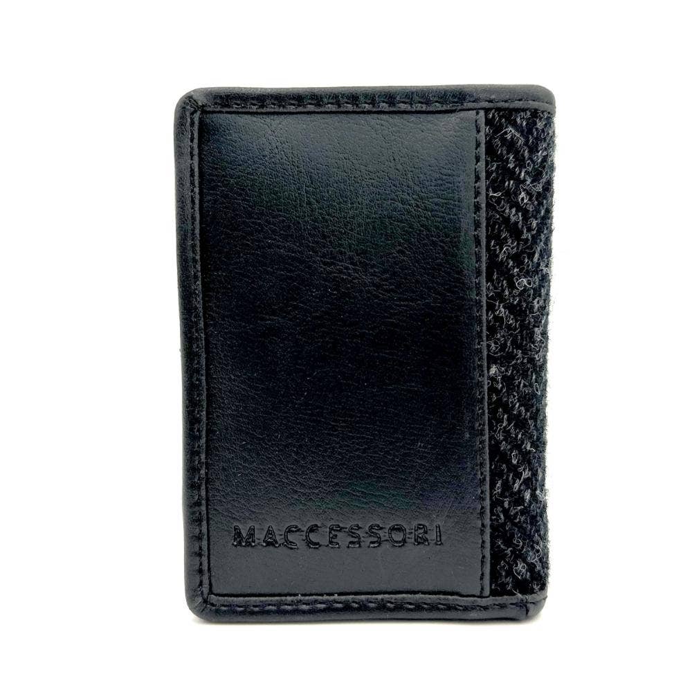 Harris Tweed Slim Card Holder Charcoal Herringbone