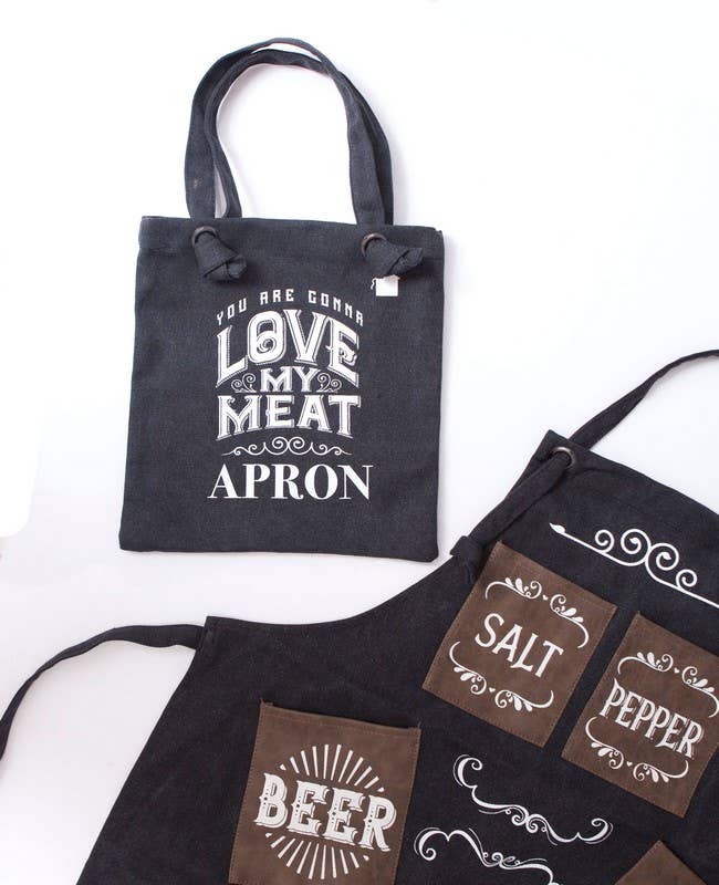 'Love My Meat' Canvas BBQ Apron - Novelty Men's Gift