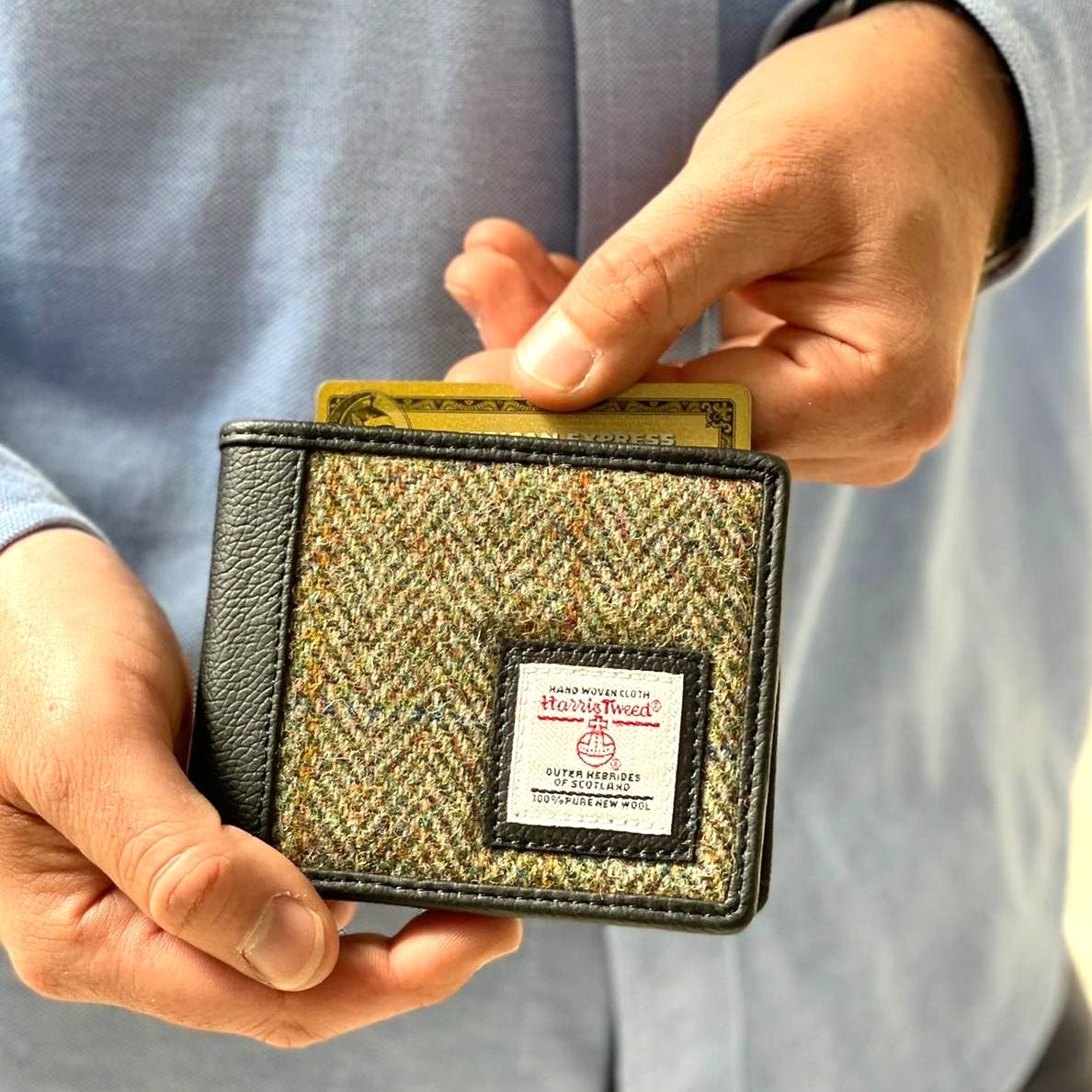 Harris Tweed Bifold Wallet Country Green