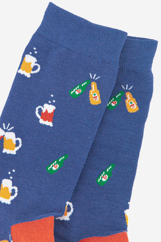 Men's Bamboo Socks - Blue, Beer Party