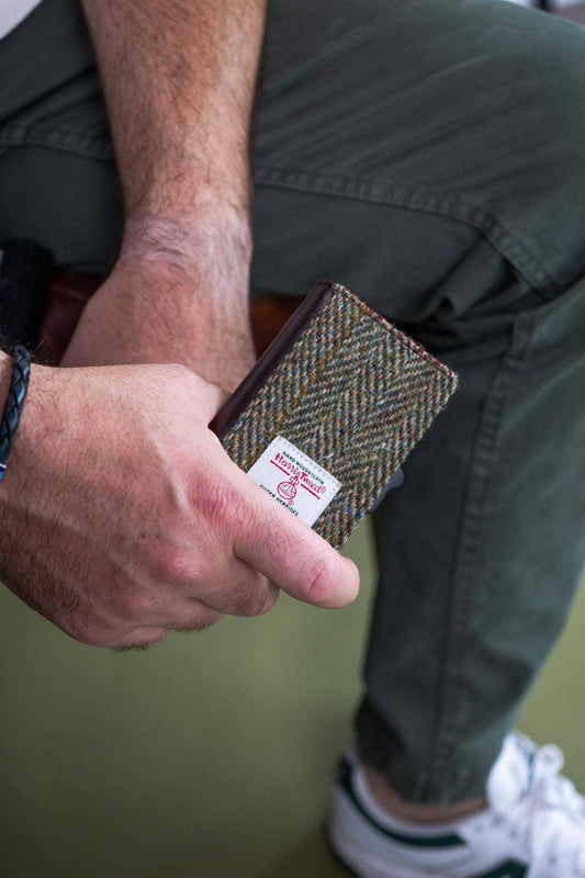 Harris Tweed RFID Pop Up Card Wallet in Country Green