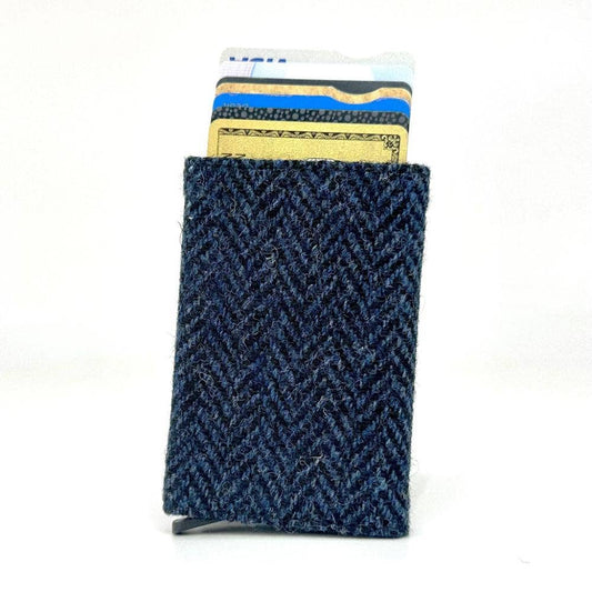 Harris Tweed RFID Pop Up Card Holder Blue