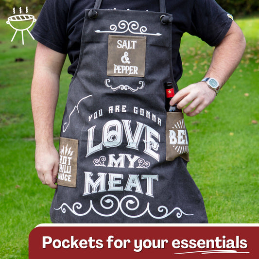 'Love My Meat' Canvas BBQ Apron - Novelty Men's Gift