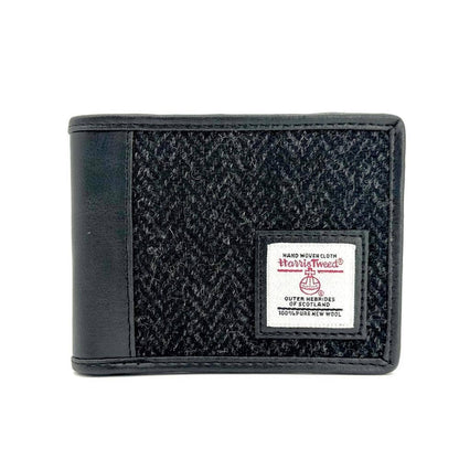 Harris Tweed Bifold Coin Wallet Charcoal