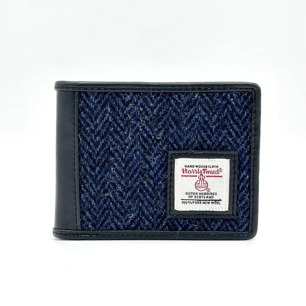 Harris Tweed Bifold Coin Wallet Blue