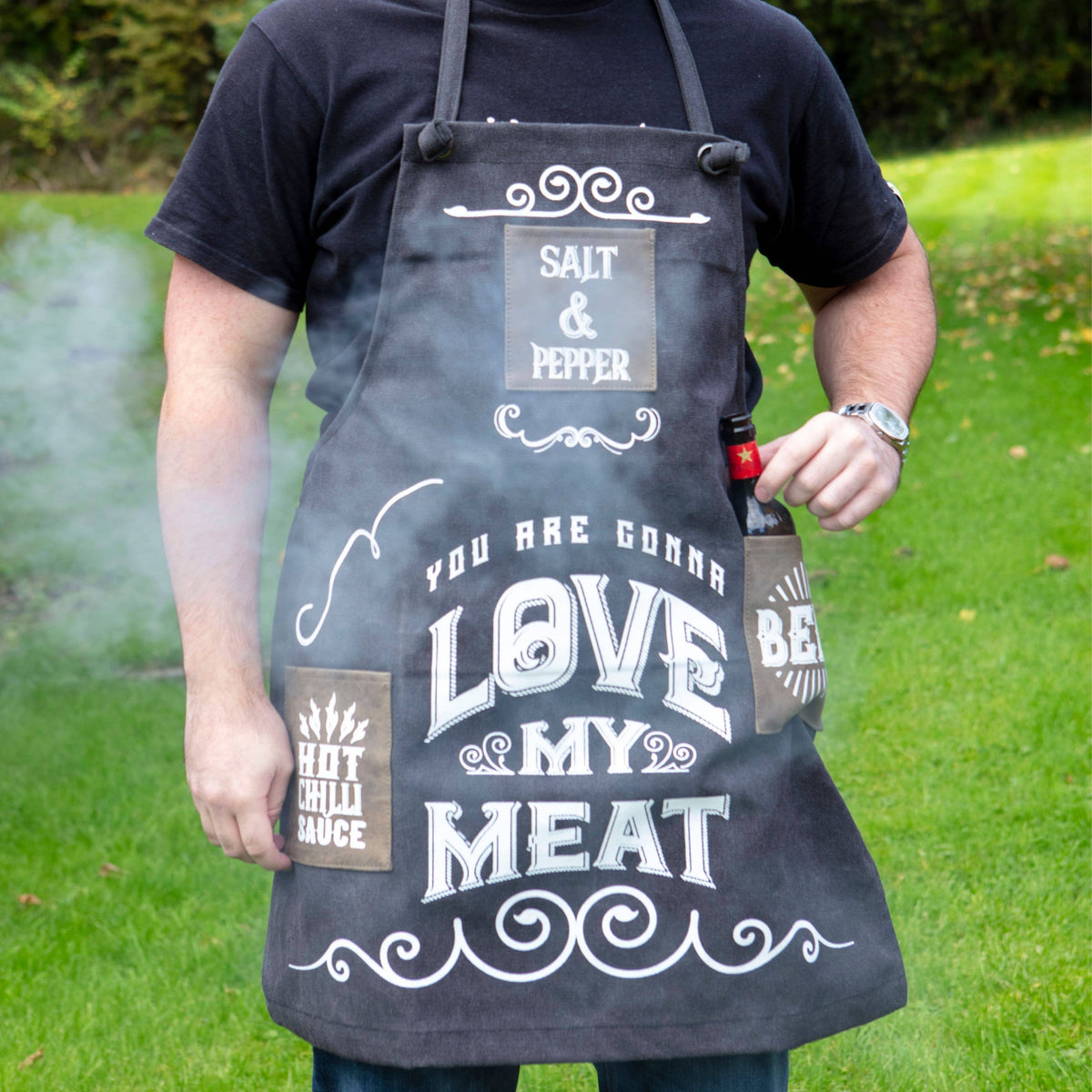 'Love My Meat' Canvas BBQ Apron - Novelty Men's Gift