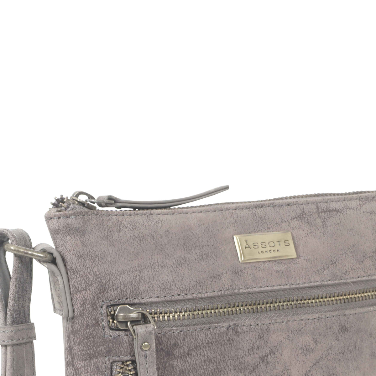 'RUE' Distressed Grey Real Leather Crossbody Bag