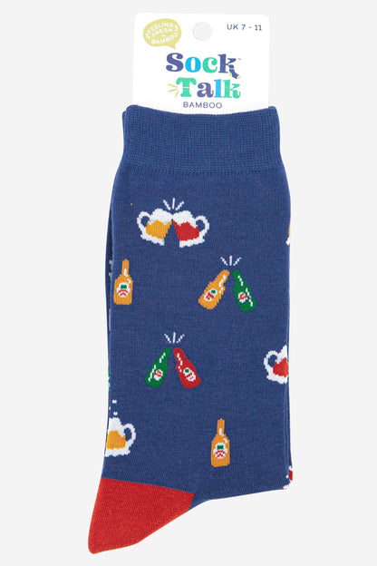 Men's Bamboo Socks - Blue, Beer Party