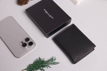 Biggs & Bane Men's Trifold Black & Tan Leather Wallet