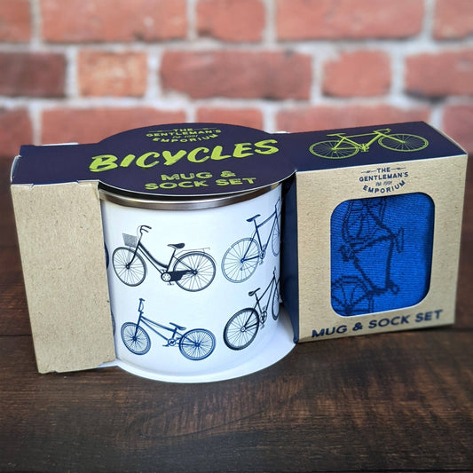 Gentleman’s Emporium Enamel Bicycles Mug & Sock Set