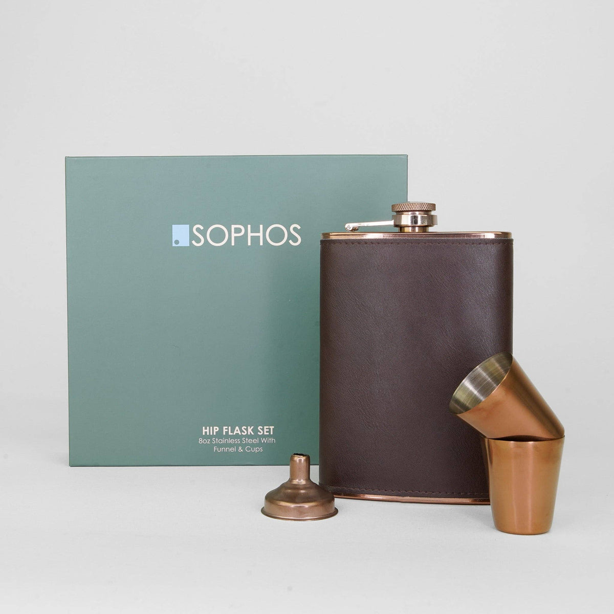 4 Piece Copper Hip Flask Set