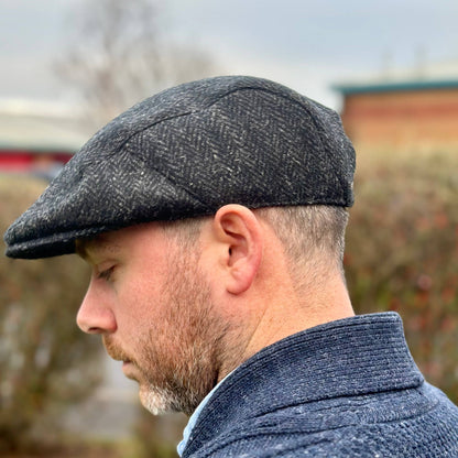 Harris Tweed Flat Cap (One Size Fits All) Charcoal