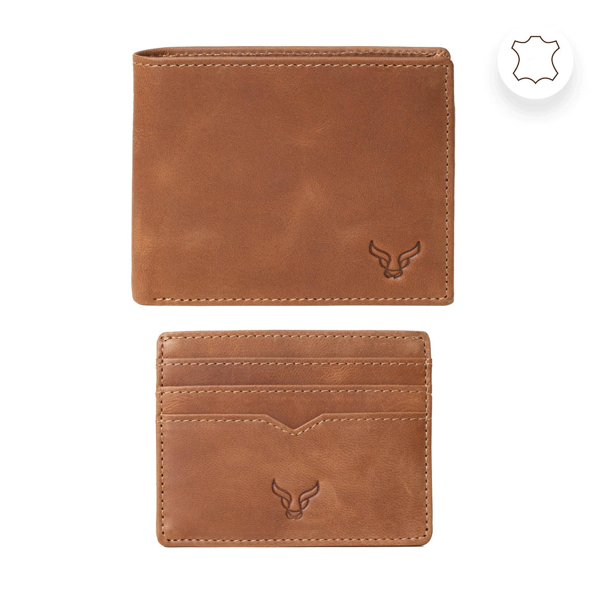 'THE PRESTIGE COMBO' Tan Genuine Leather Wallet & Cardholder Combo Gift Box