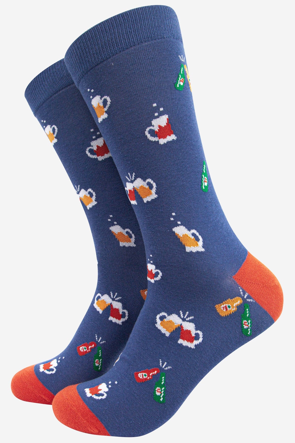 Men's Bamboo Socks - Blue, Beer Party