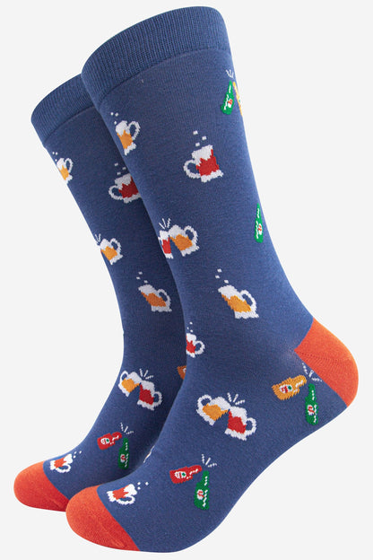 Men's Bamboo Socks - Blue, Beer Party