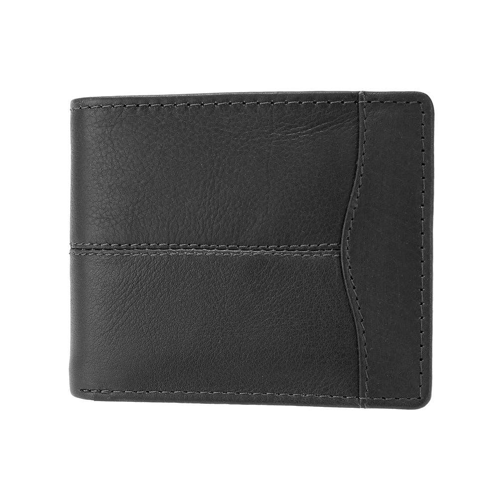 Black Leather Wallet - Stitched Detailing