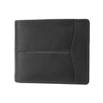 Black Leather Wallet - Stitched Detailing