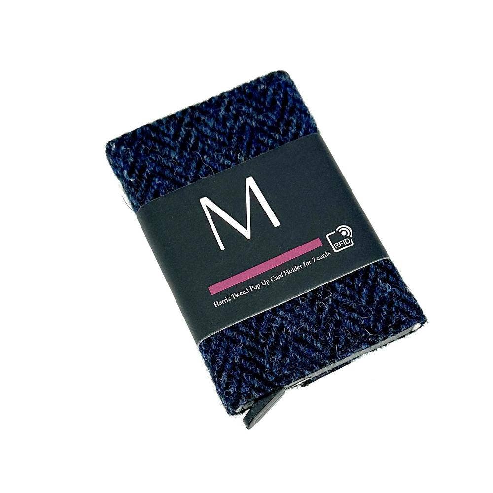 Harris Tweed RFID Pop Up Card Holder Blue