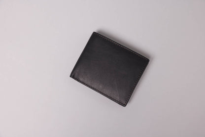 Biggs & Bane Men's Bifold Black & Dark Brown Leather Wallet With Large Zip Coin Pocket