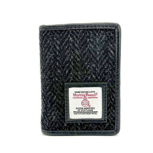 Harris Tweed Slim Card Holder Charcoal Herringbone