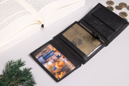 Biggs & Bane Men's Trifold Black Leather Wallet