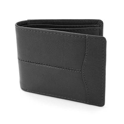 Black Leather Wallet - Stitched Detailing