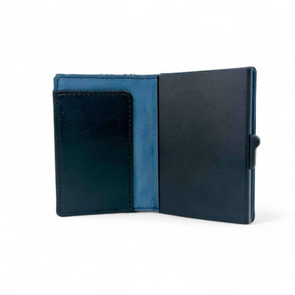 Harris Tweed RFID Pop Up Card Wallet in Blue Herringbone