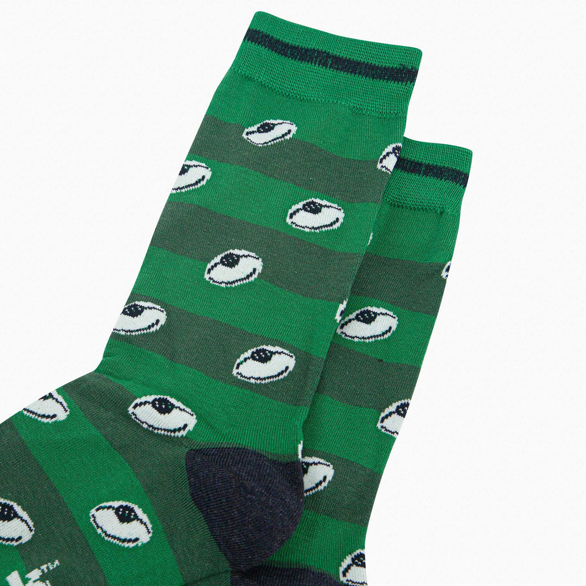 Rugby Ball Stripe Bamboo Socks in Green