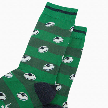 Rugby Ball Stripe Bamboo Socks in Green