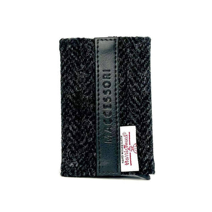 Harris Tweed RFID Pop Up Card Holder Charcoal Herringbone