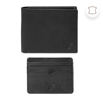 'THE PRESTIGE COMBO' Black Genuine Leather Wallet & Cardholder Combo Gift Box