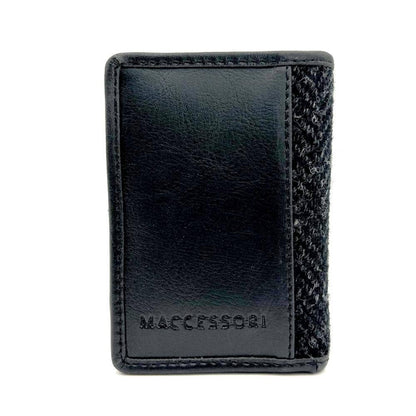 Harris Tweed Slim Card Holder Charcoal Herringbone