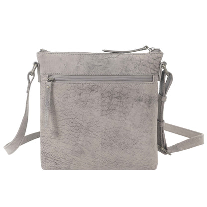 'RUE' Distressed Grey Real Leather Crossbody Bag