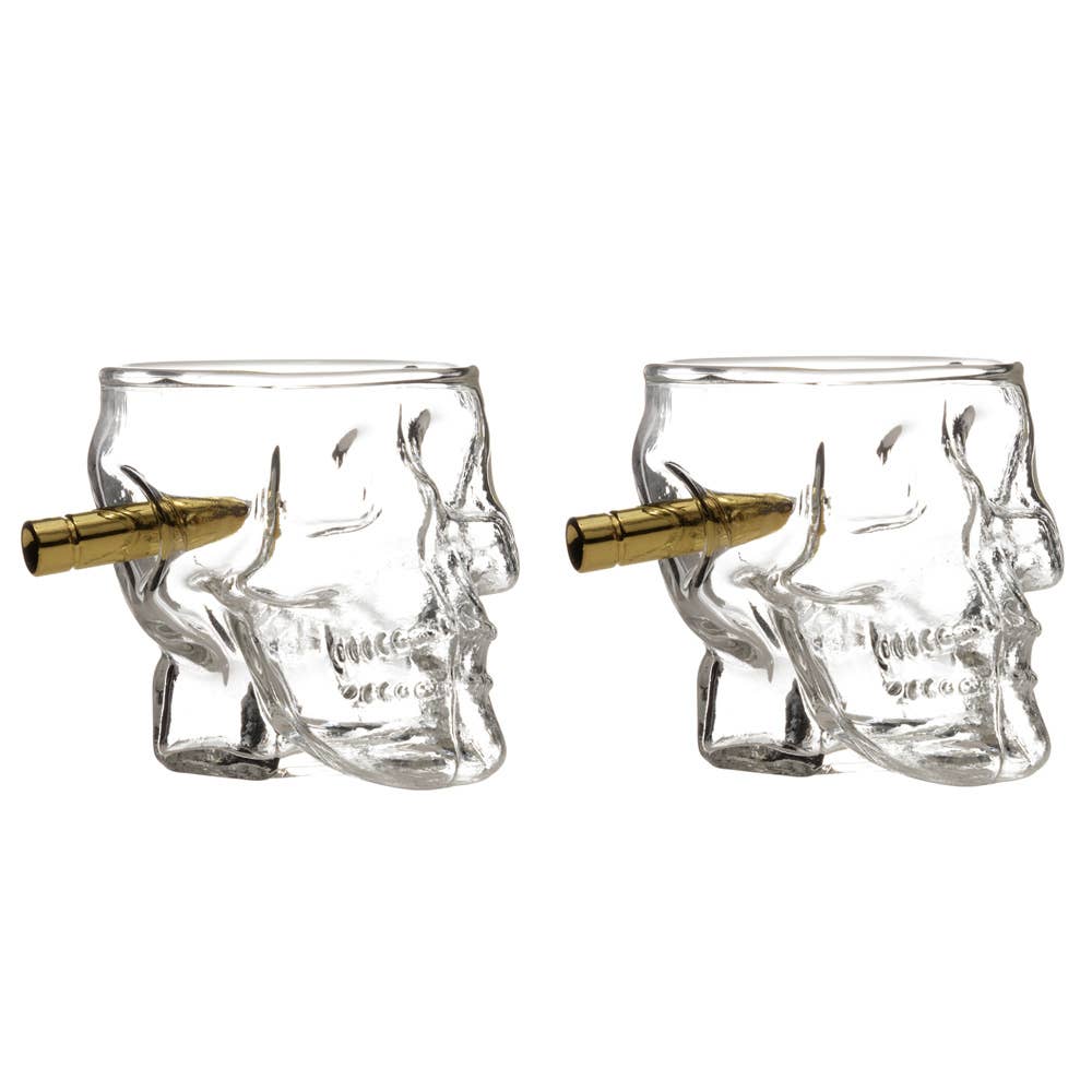 Bar Bespoke Skull Shot Glasses x 2 - Halloween Special