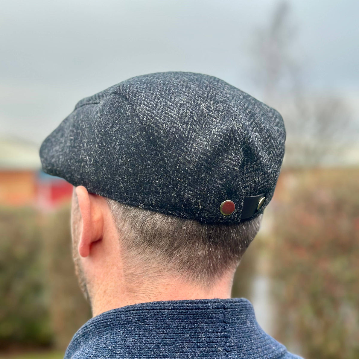 Harris Tweed Flat Cap (One Size Fits All) Charcoal