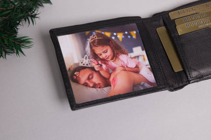 Biggs & Bane Men's Bifold Black Leather Wallet With Large External Coins Pocket With Gusset
