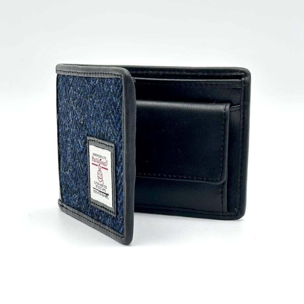 Harris Tweed Bifold Coin Wallet Blue