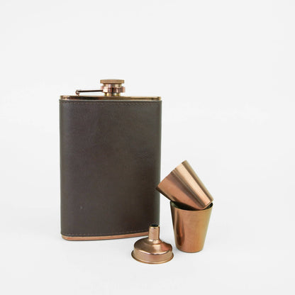 4 Piece Copper Hip Flask Set