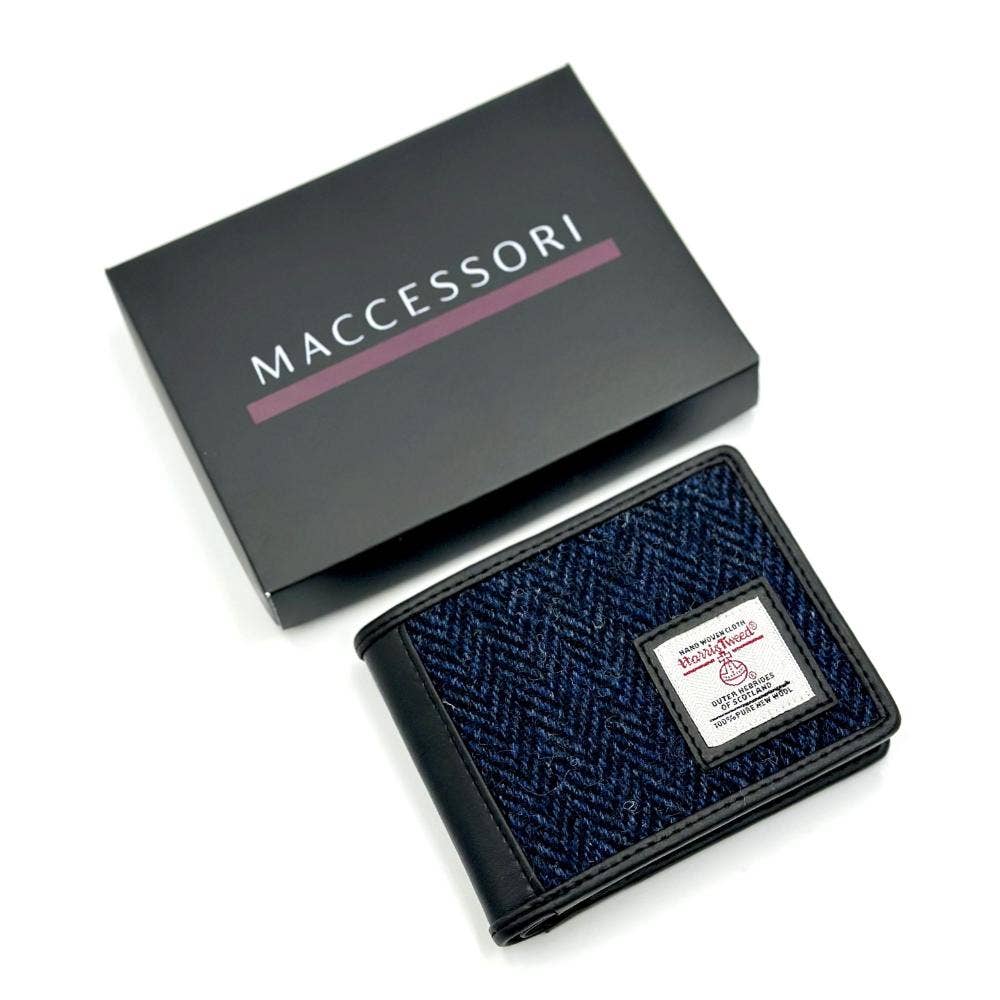 Harris Tweed Bifold Coin Wallet Blue