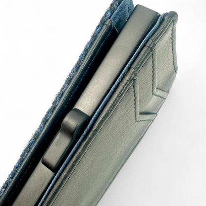 Harris Tweed RFID Pop Up Card Wallet in Blue Herringbone