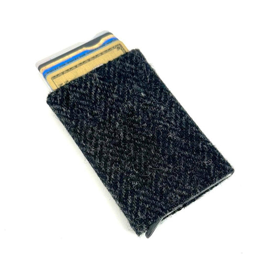 Harris Tweed RFID Pop Up Card Holder Charcoal Herringbone