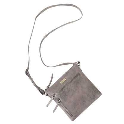 'RUE' Distressed Grey Real Leather Crossbody Bag