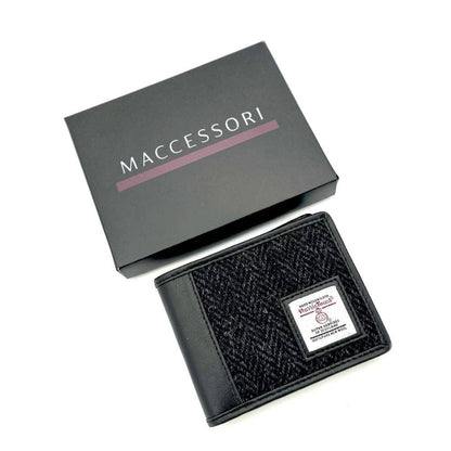 Harris Tweed Bifold Coin Wallet Charcoal