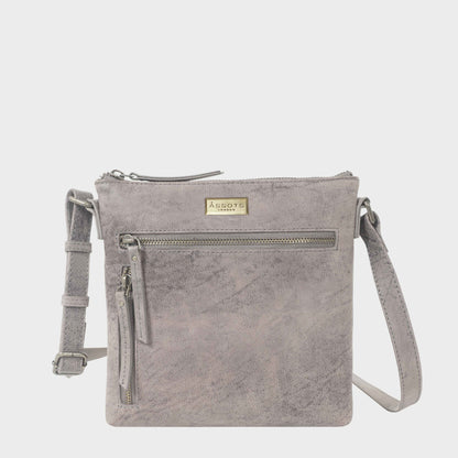 'RUE' Distressed Grey Real Leather Crossbody Bag
