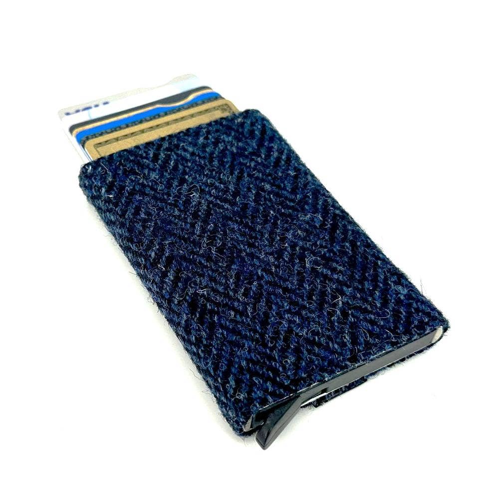 Harris Tweed RFID Pop Up Card Holder Blue