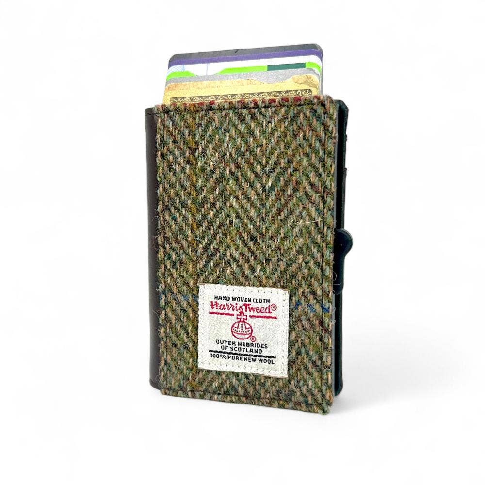 Harris Tweed RFID Pop Up Card Wallet in Country Green