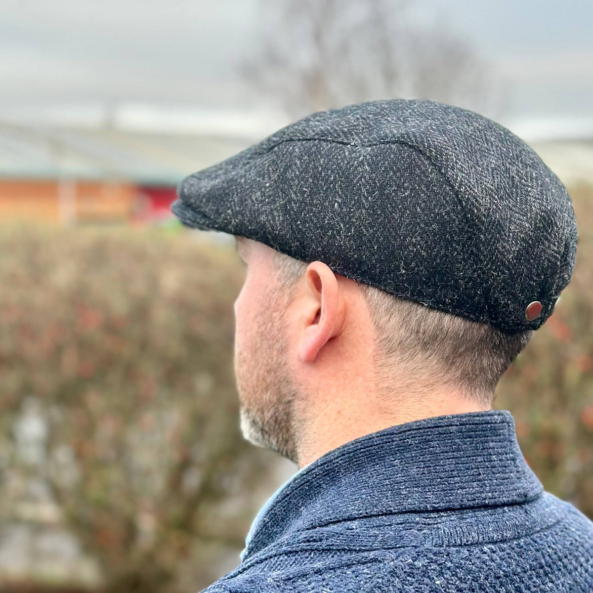 Harris Tweed Flat Cap (One Size Fits All) Charcoal