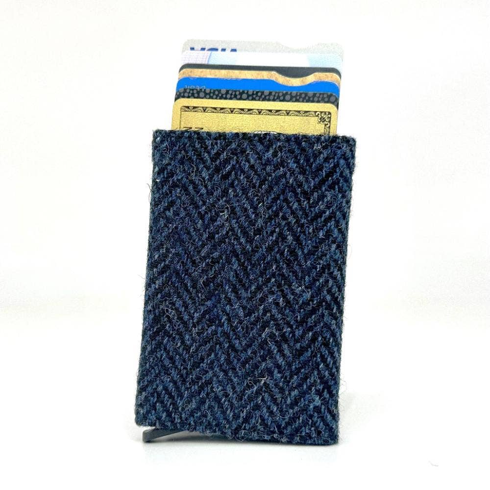 Harris Tweed RFID Pop Up Card Holder Blue