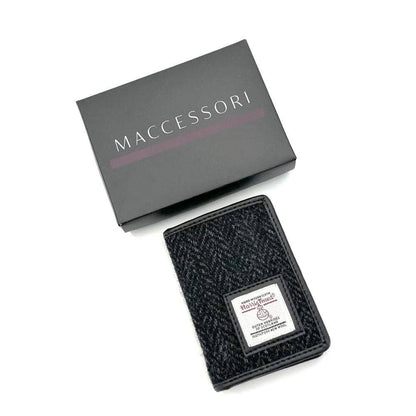 Harris Tweed Slim Card Holder Charcoal Herringbone