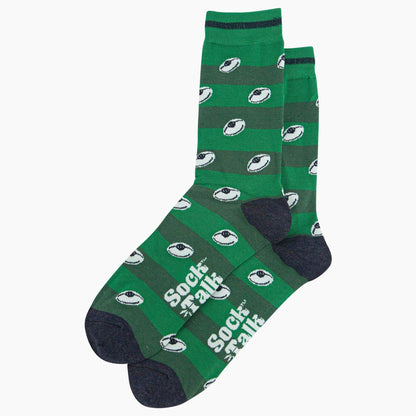 Rugby Ball Stripe Bamboo Socks in Green